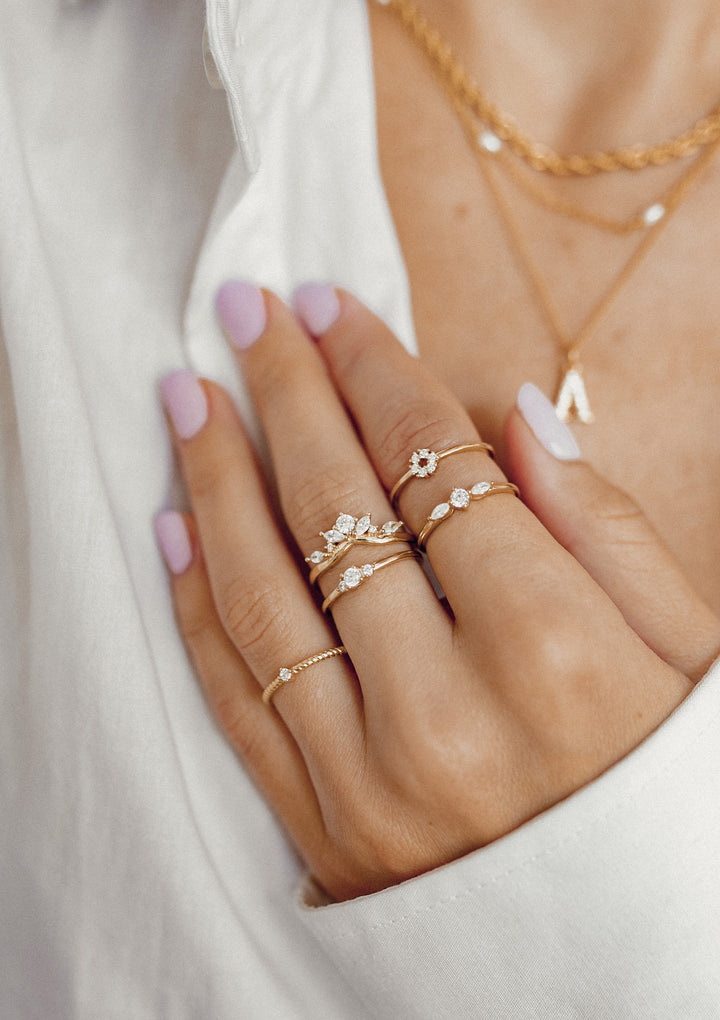 Bague Mince Trio Argent Sterling en Or