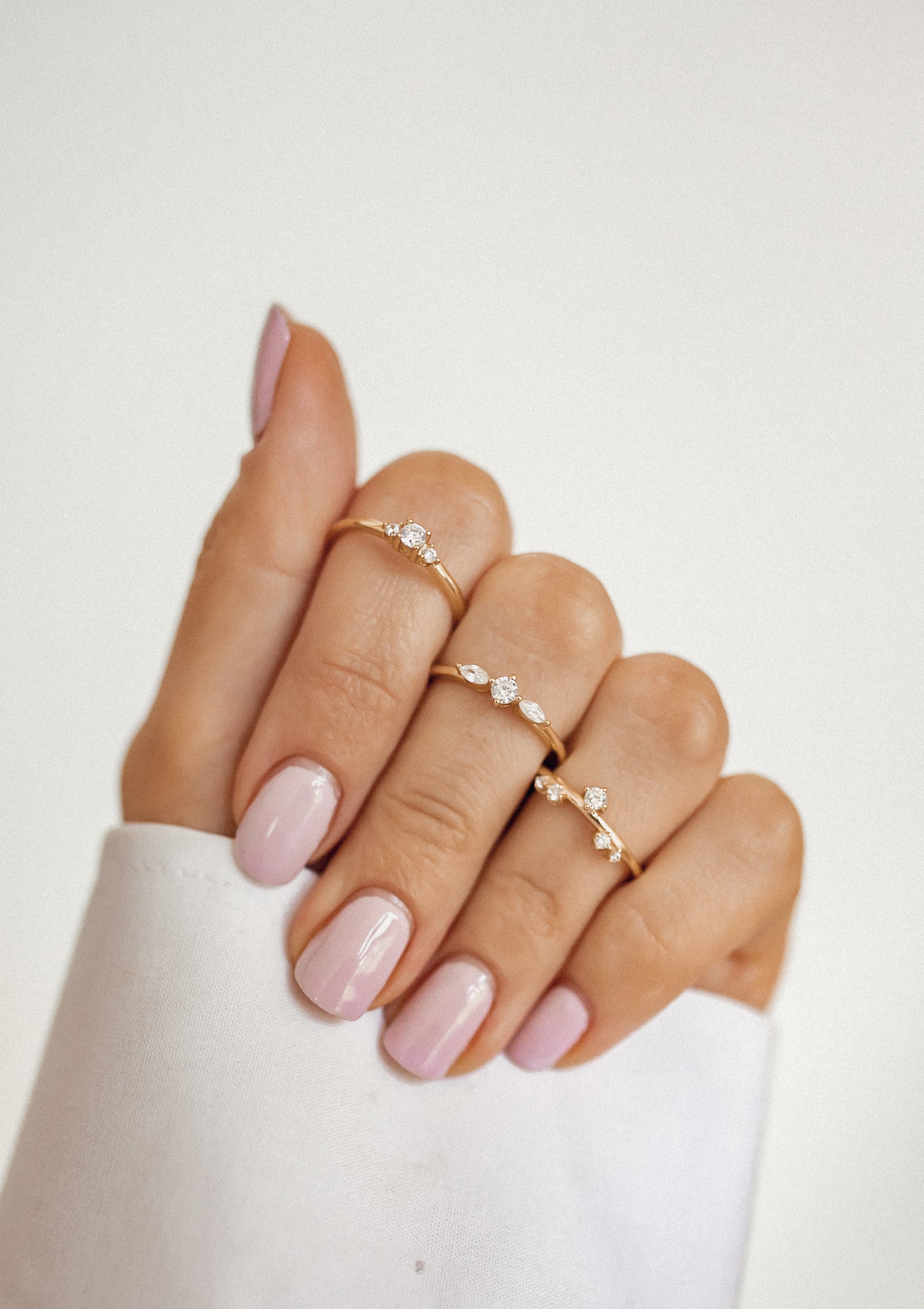 Bague Mince Trio Argent Sterling en Or