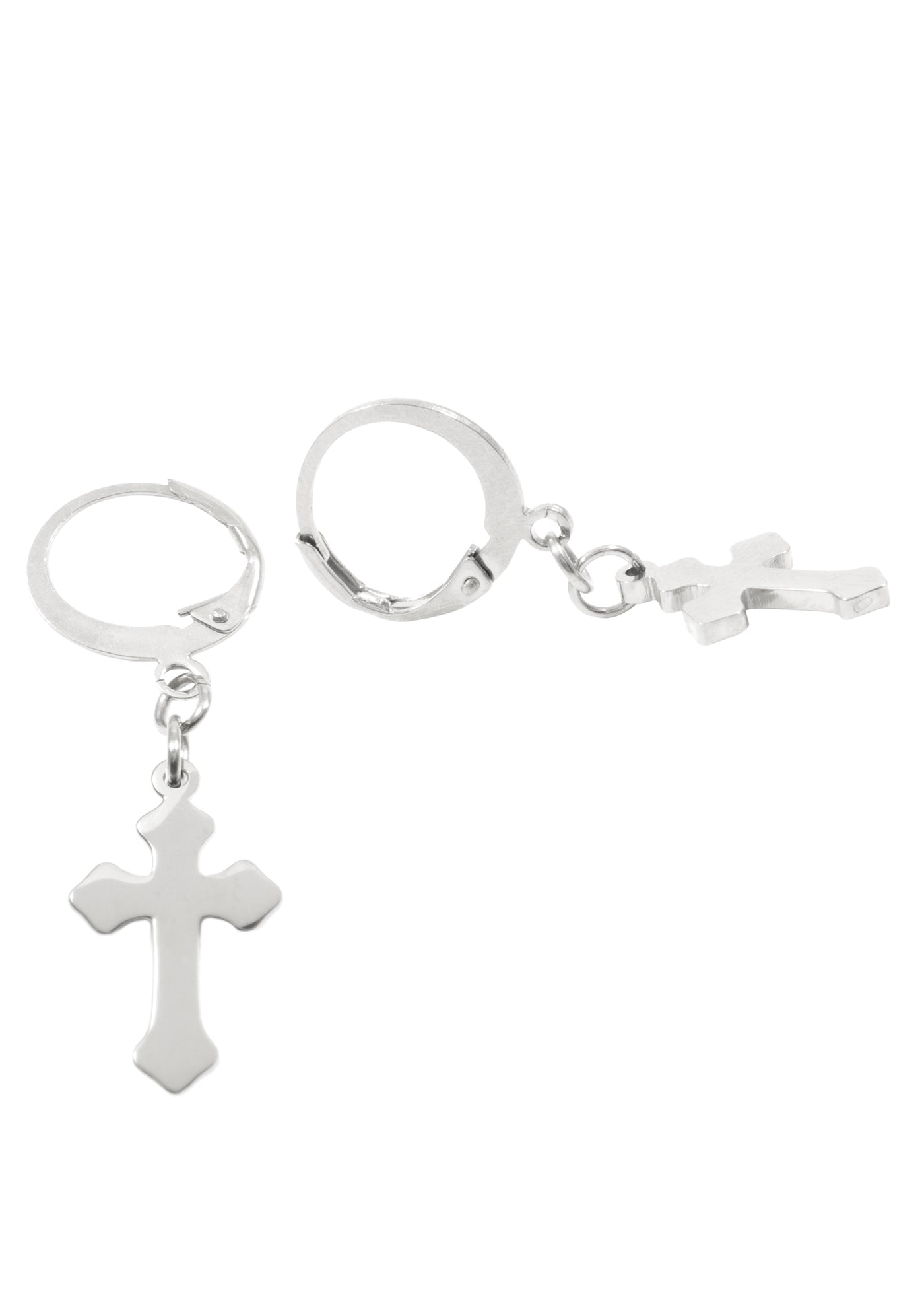 Small Cross Hoop Earrings Silver