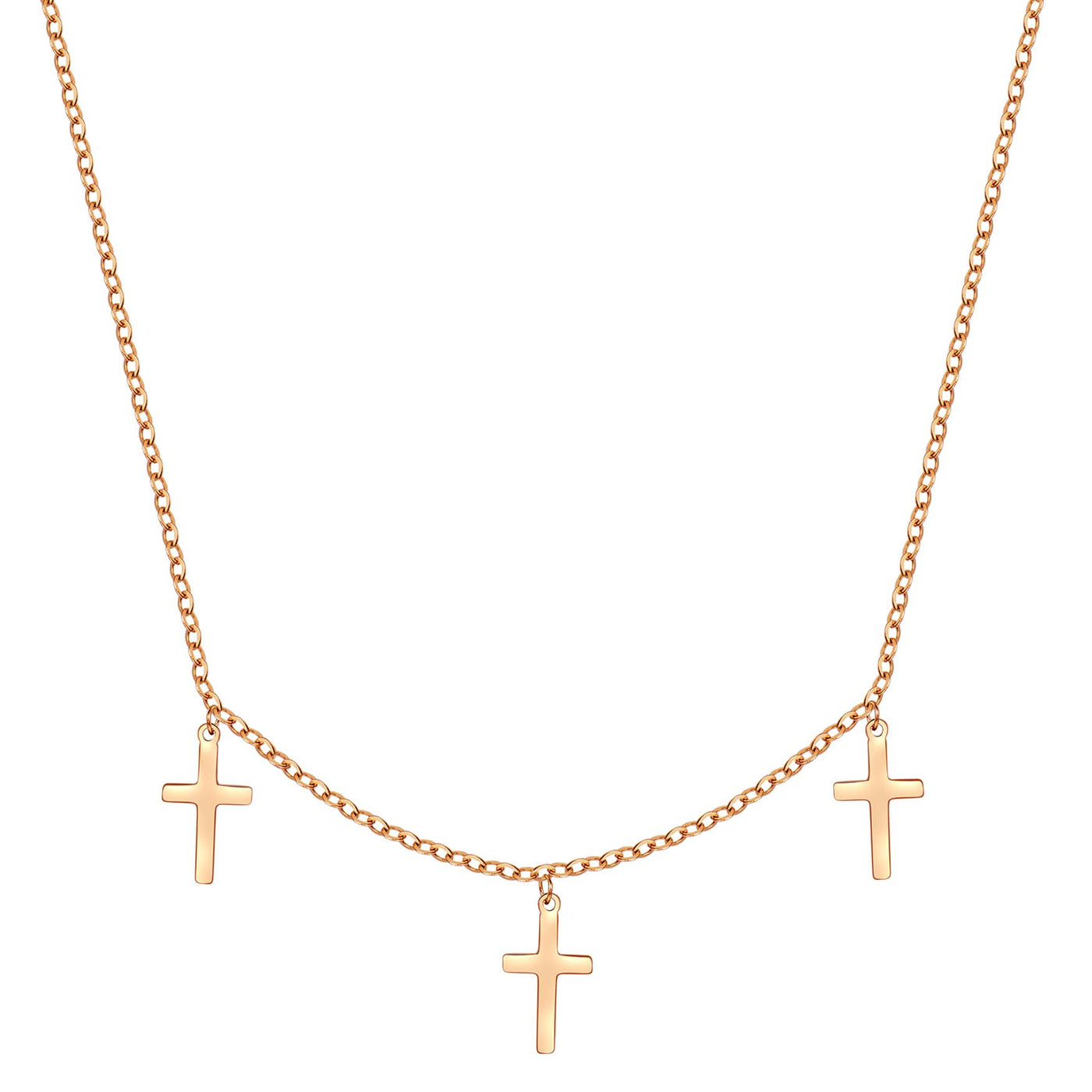 Small Cross Necklace Rose Gold
