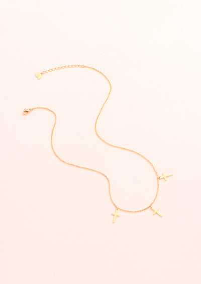 Small Cross Necklace Rose Gold