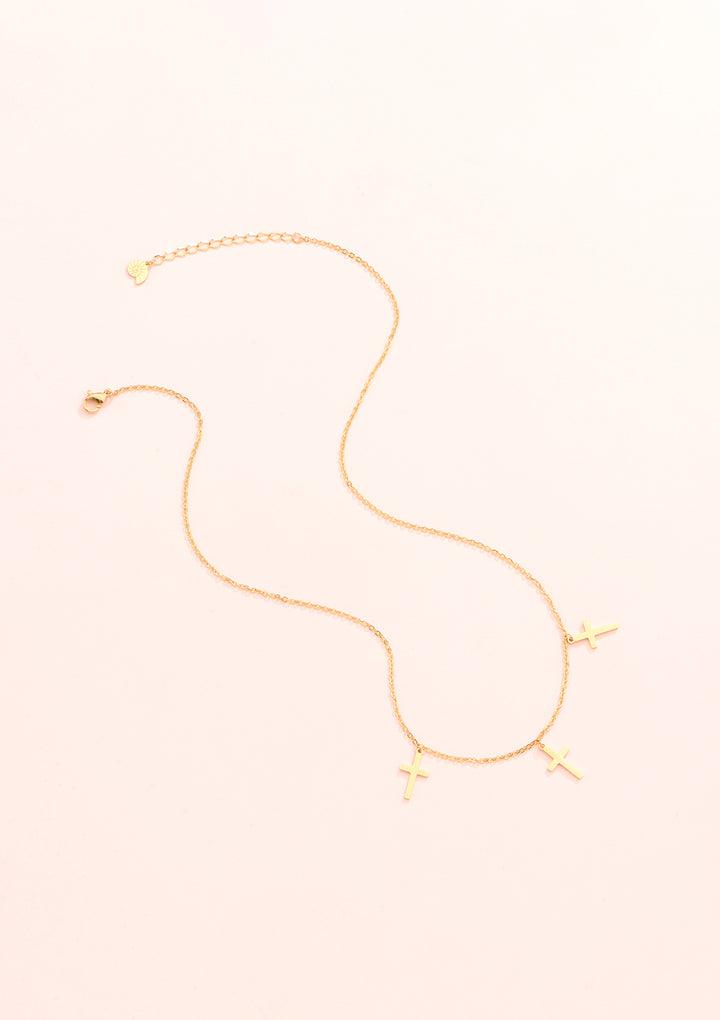 Collier Petite Croix en Or Rose