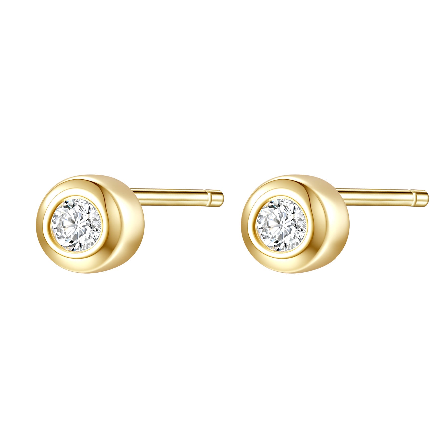 Small Diamond Bezel Stud Earrings Sterling Silver