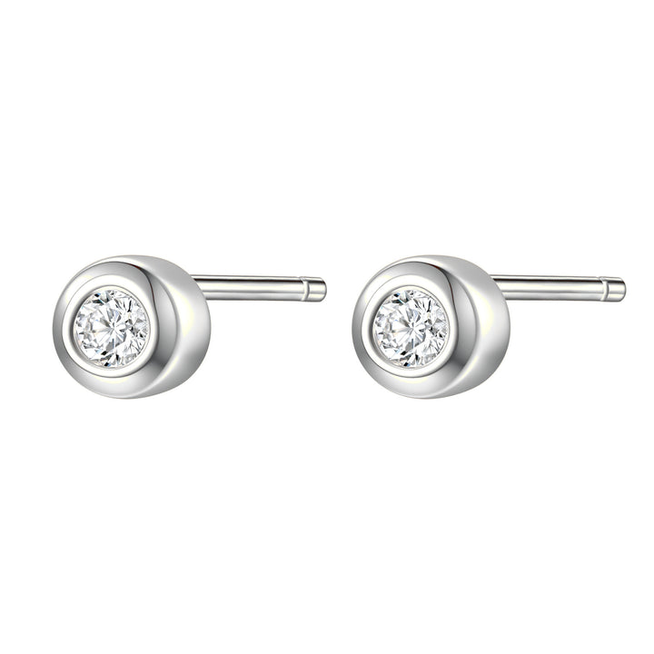 Small Diamond Bezel Stud Earrings Sterling Silver