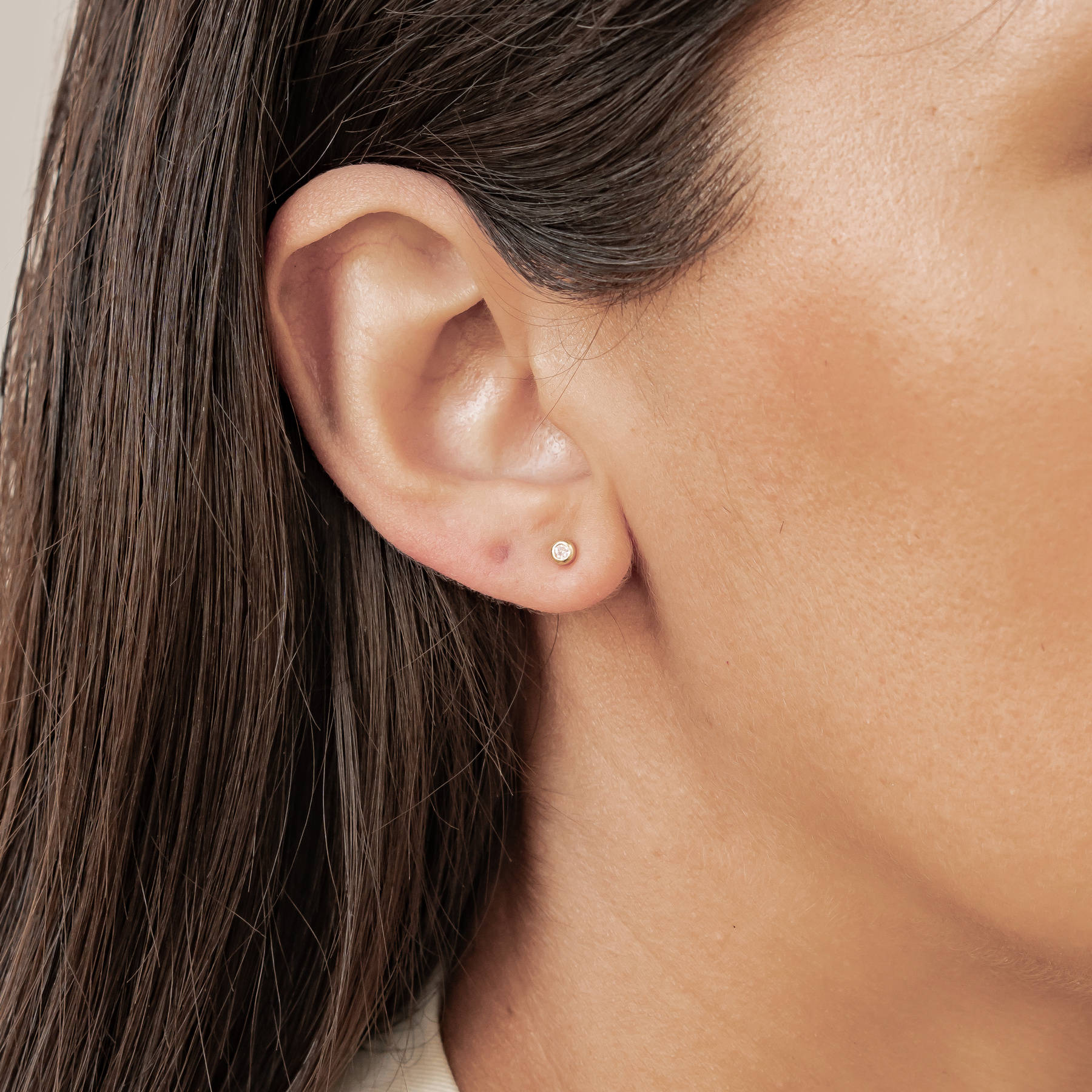 Small Pink Bezel Stud Earrings Sterling Silver
