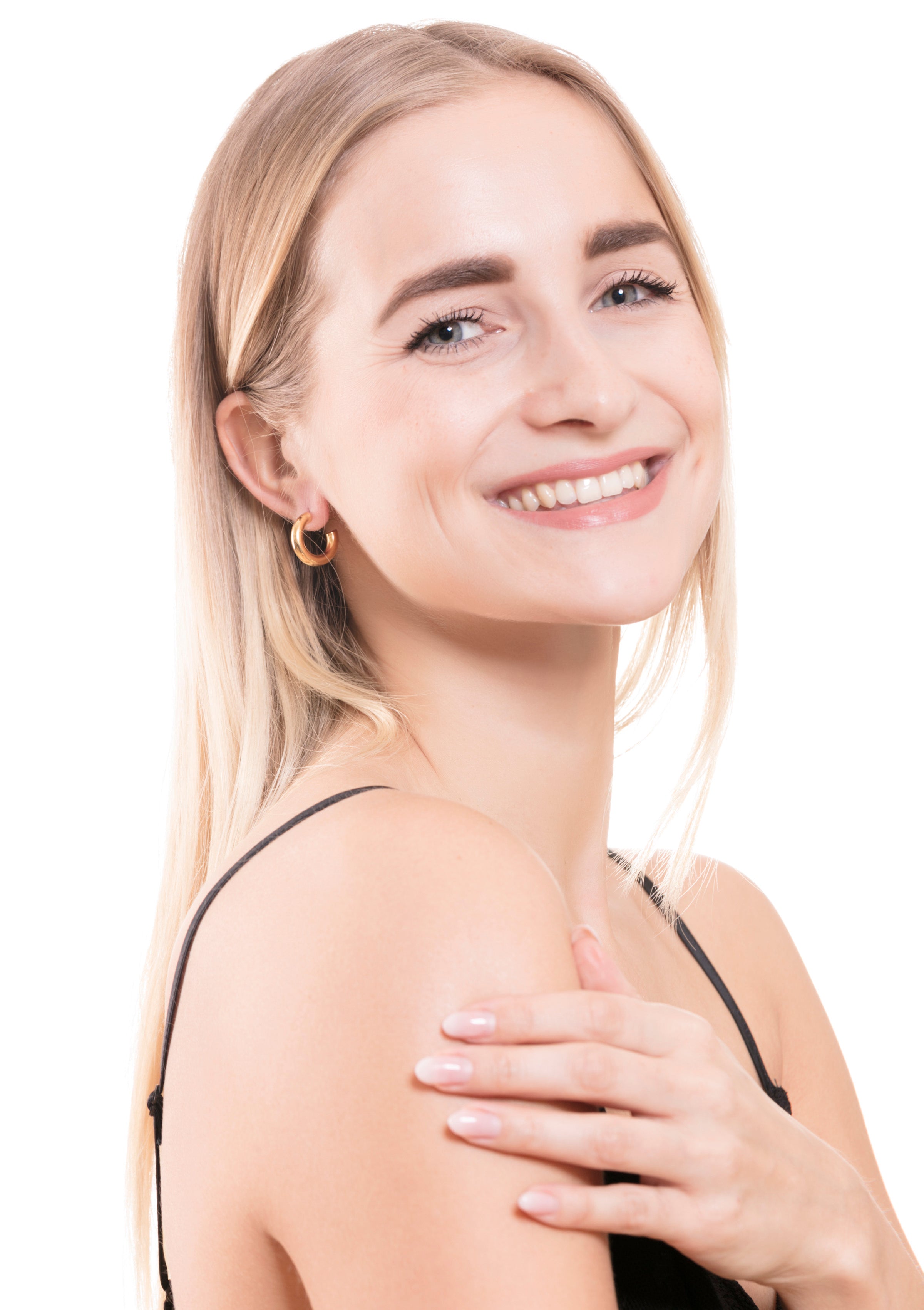 Kleine Runde Creolen Ohrringe in Goldfarbe