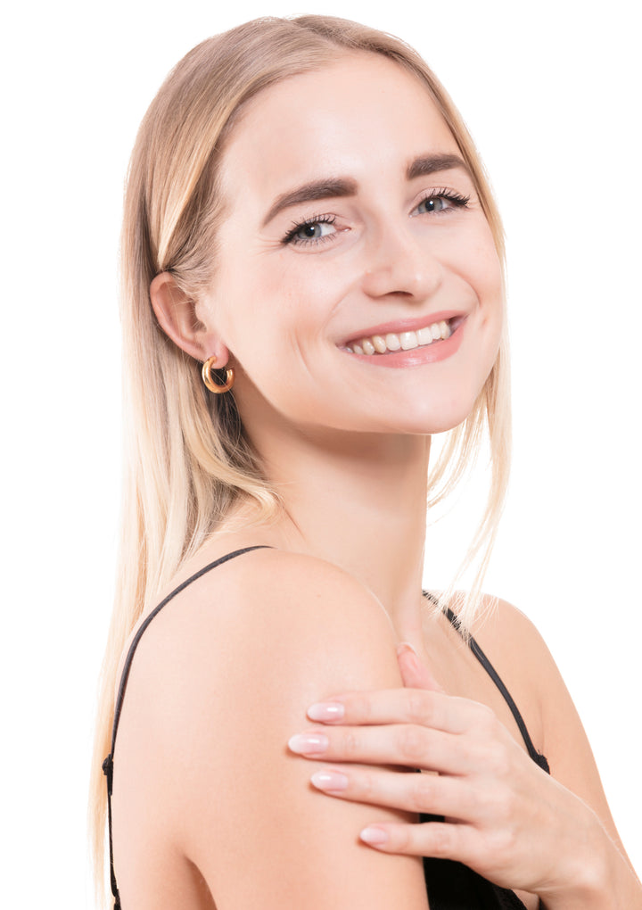Small Round Hoop Earrings Gold