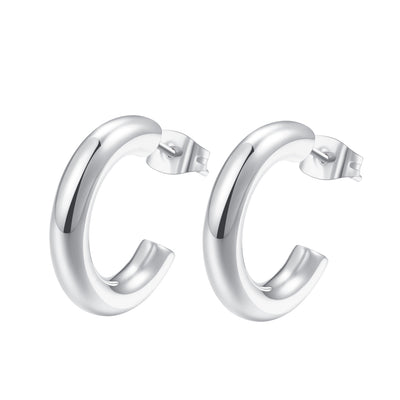 Small Round Hoop Earrings Silver