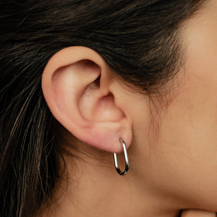Small Thin Oval Hoop Earrings