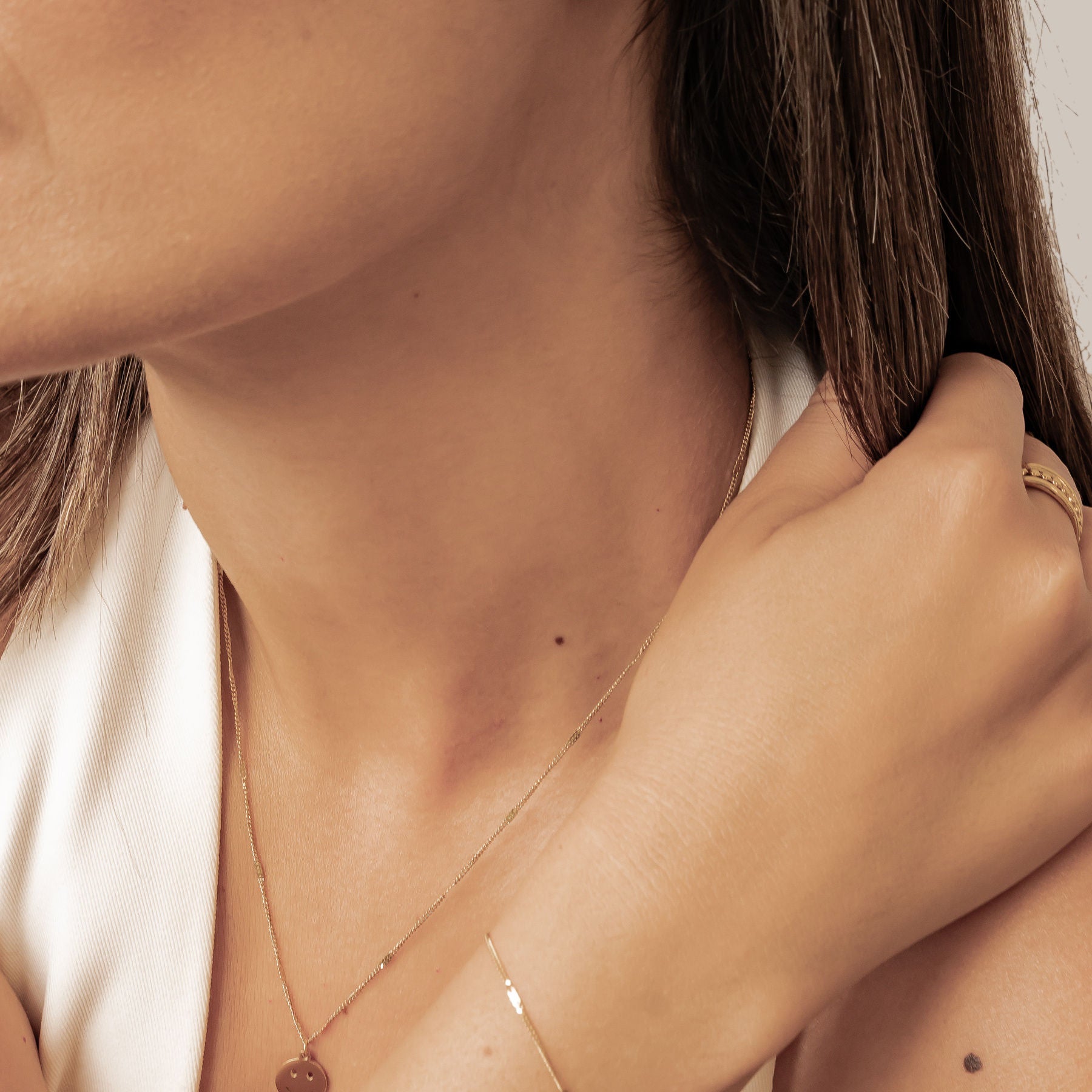 Smiley Face Pendant Chain Bracelet Gold
