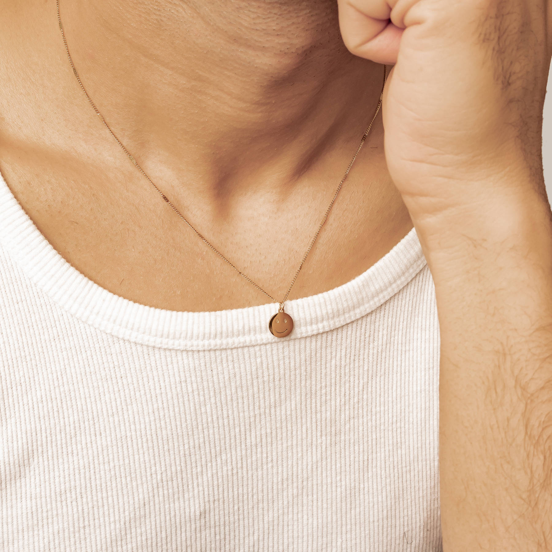 Smiley Face Pendant Necklace Gold