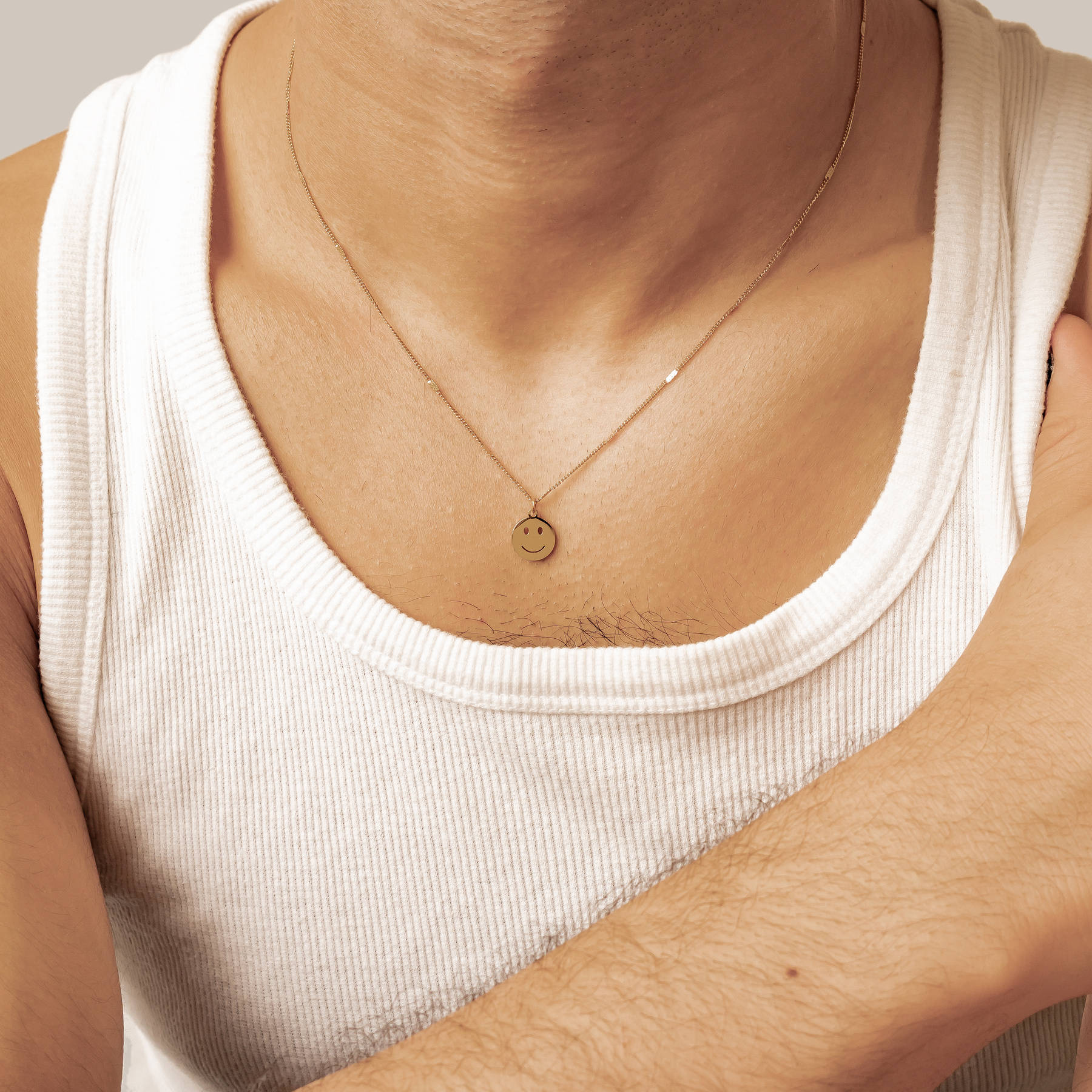 Smiley Face Pendant Necklace Gold