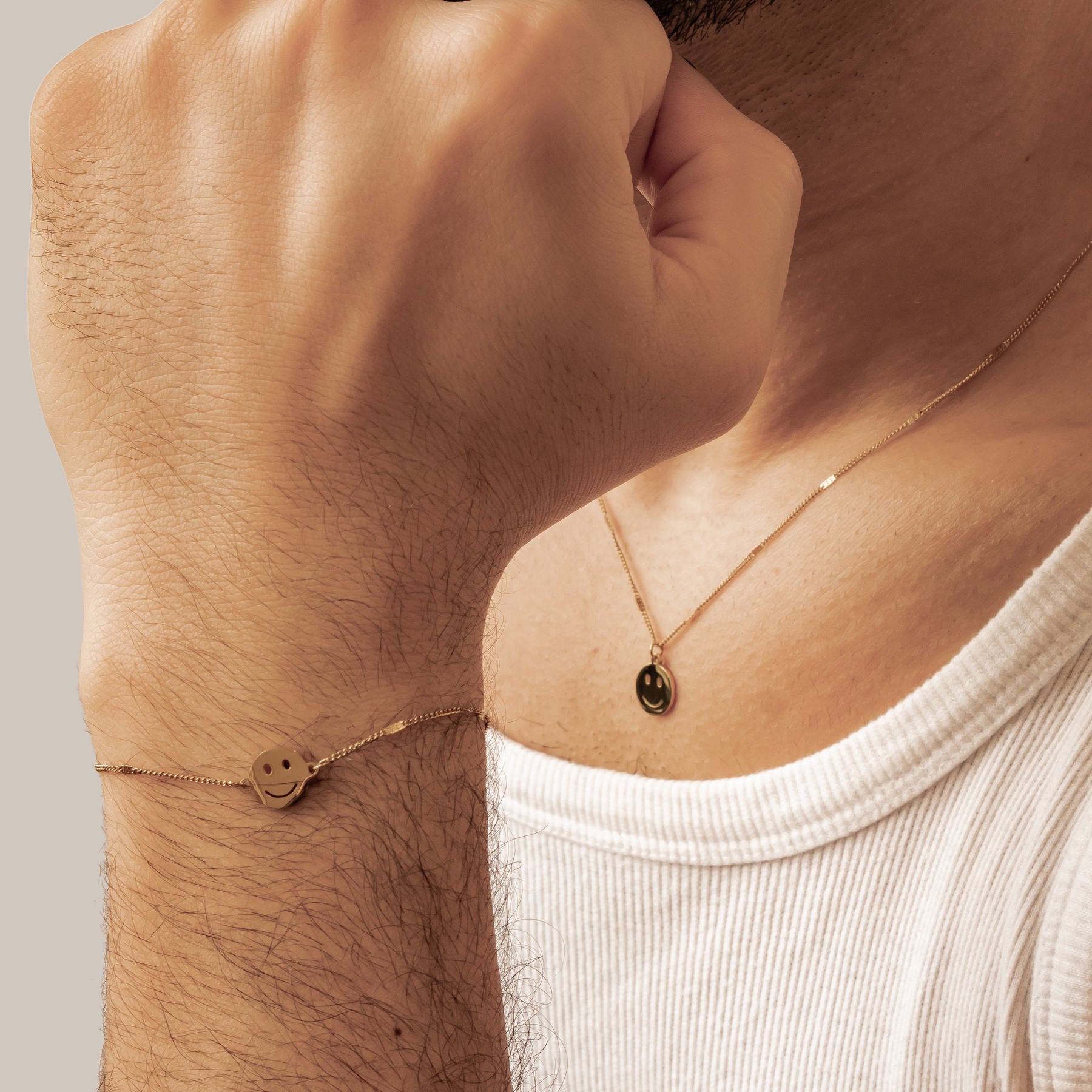 Smiley Face Pendant Necklace Gold