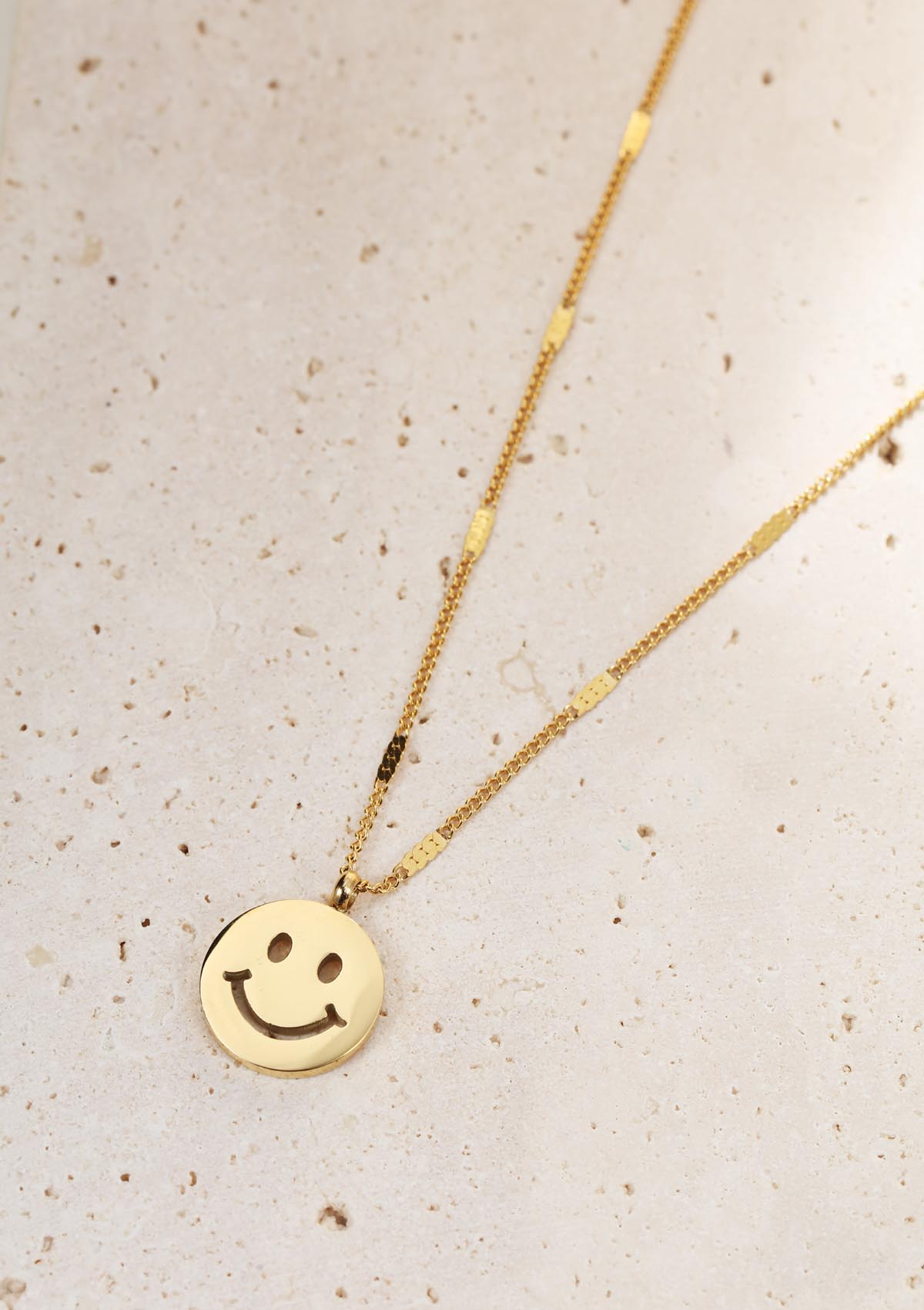 Kette Smiley Gesicht Anhänger Sterlingsilber in Gold