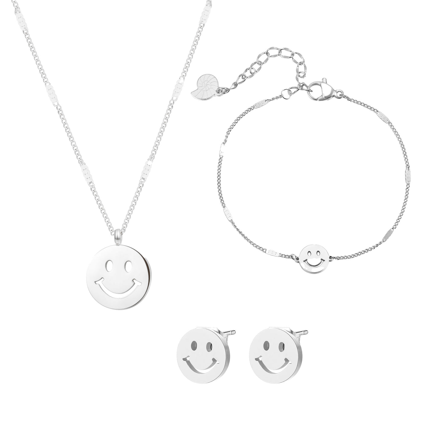 Smiley Schmuckset in Silber