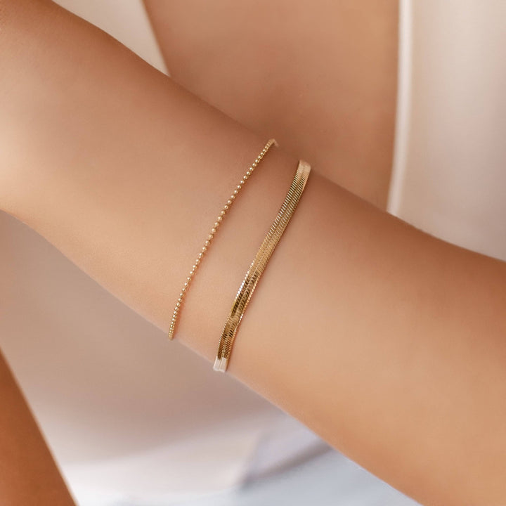 Snake and Bead Chain Bracelet Set