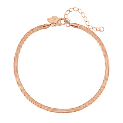 Tobillera de Cadena Serpiente en Oro Rosa