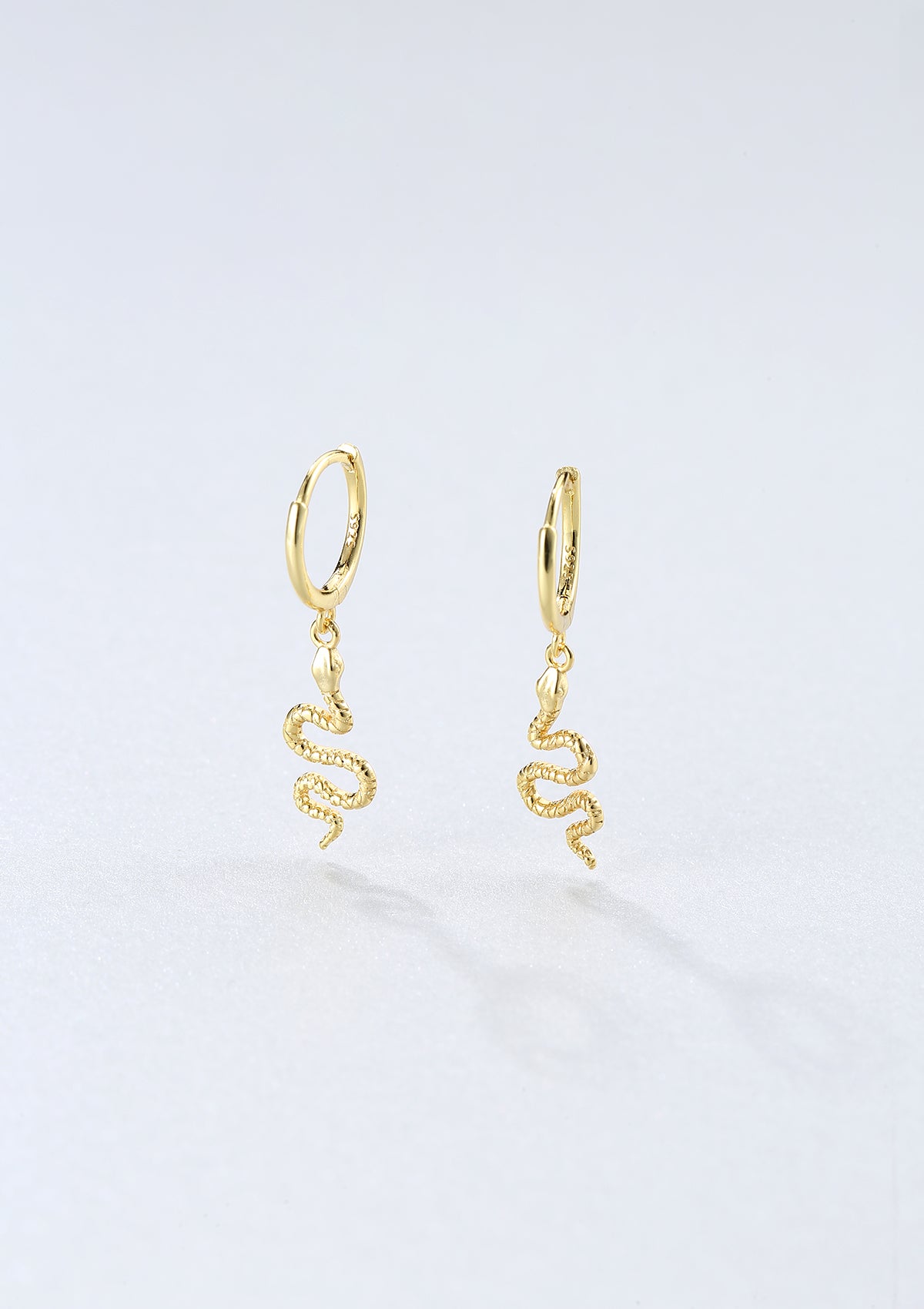 Boucles d'Oreilles Huggies Serpent Streling Argent en Or