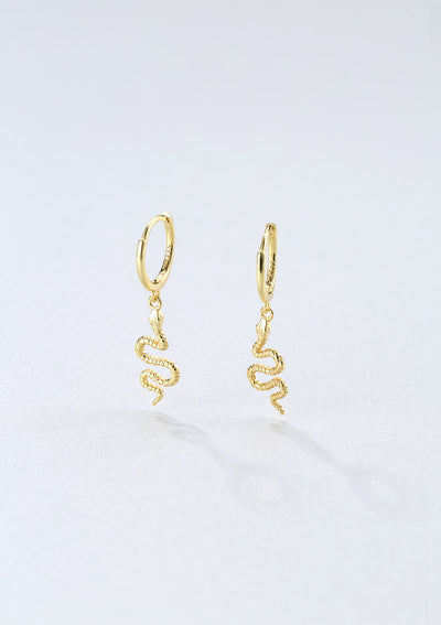 Boucles d'Oreilles Huggies Serpent Streling Argent en Or