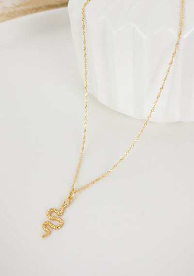 Snake Pendant Necklace Sterling Silver Gold