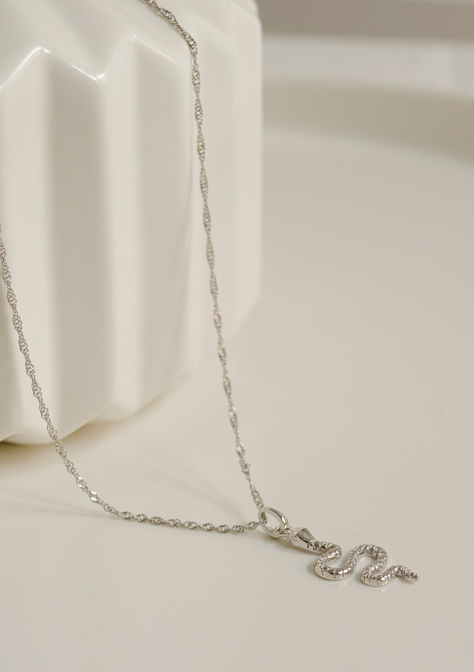 Snake Pendant Necklace Sterling Silver