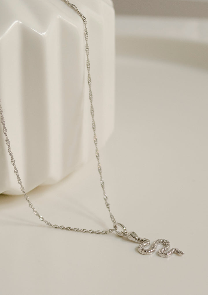 Snake Pendant Necklace Sterling Silver