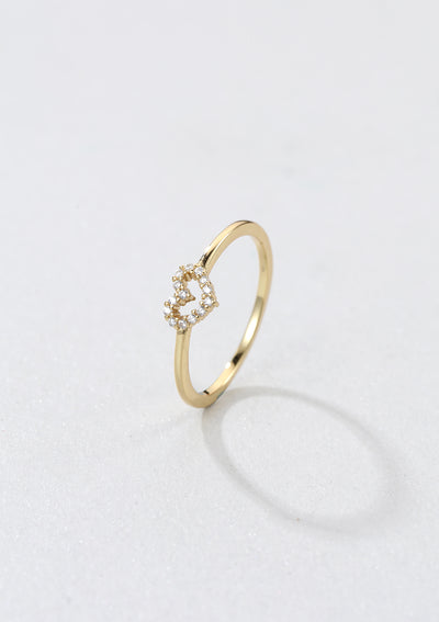Sparkle Heart Ring Sterling Silver Gold