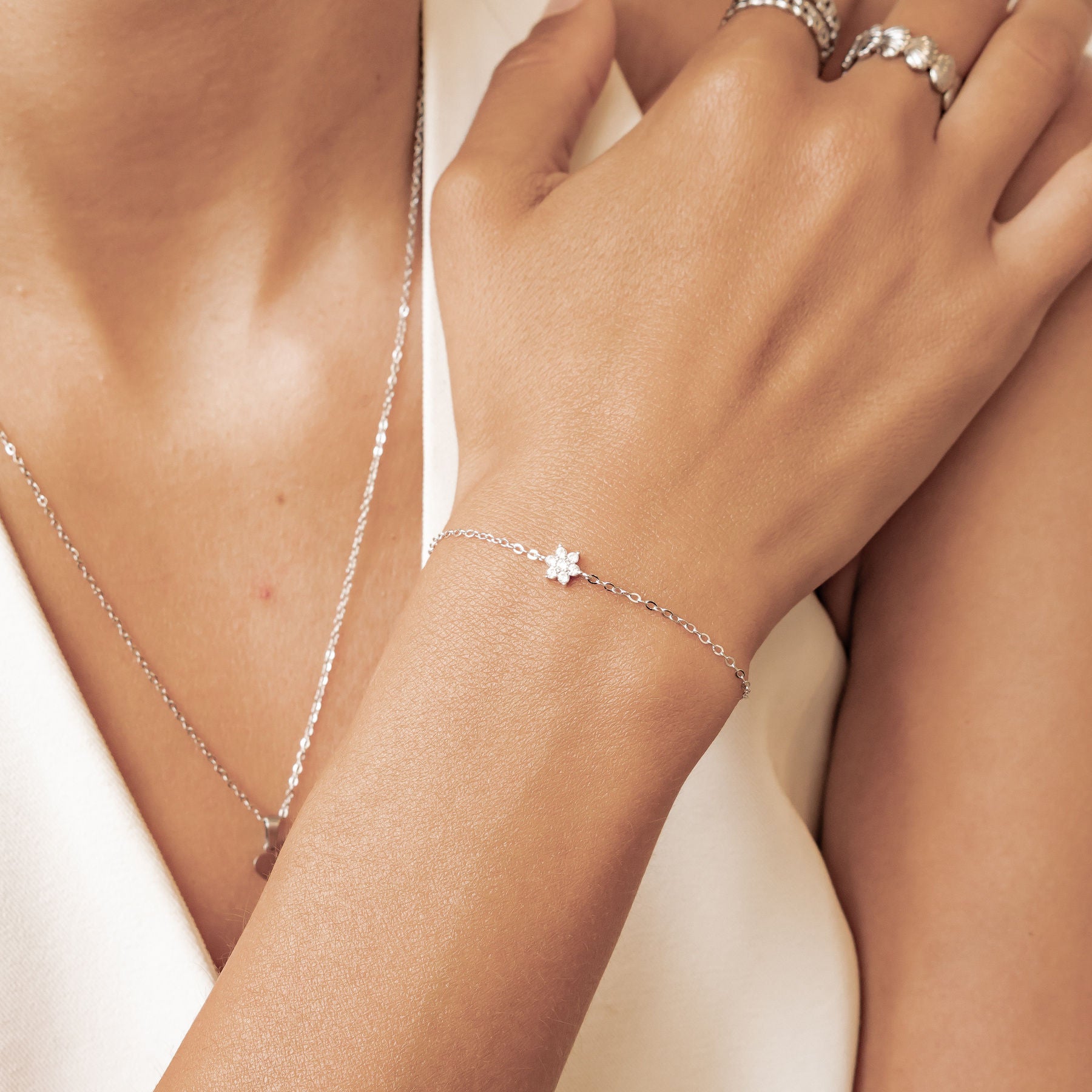 Sparkling Daisy Bracelet Sterling Silver
