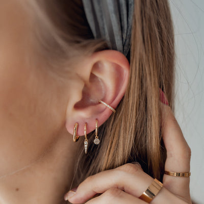 Pendientes Huggie de Púa Plata de Ley 925 en Oro