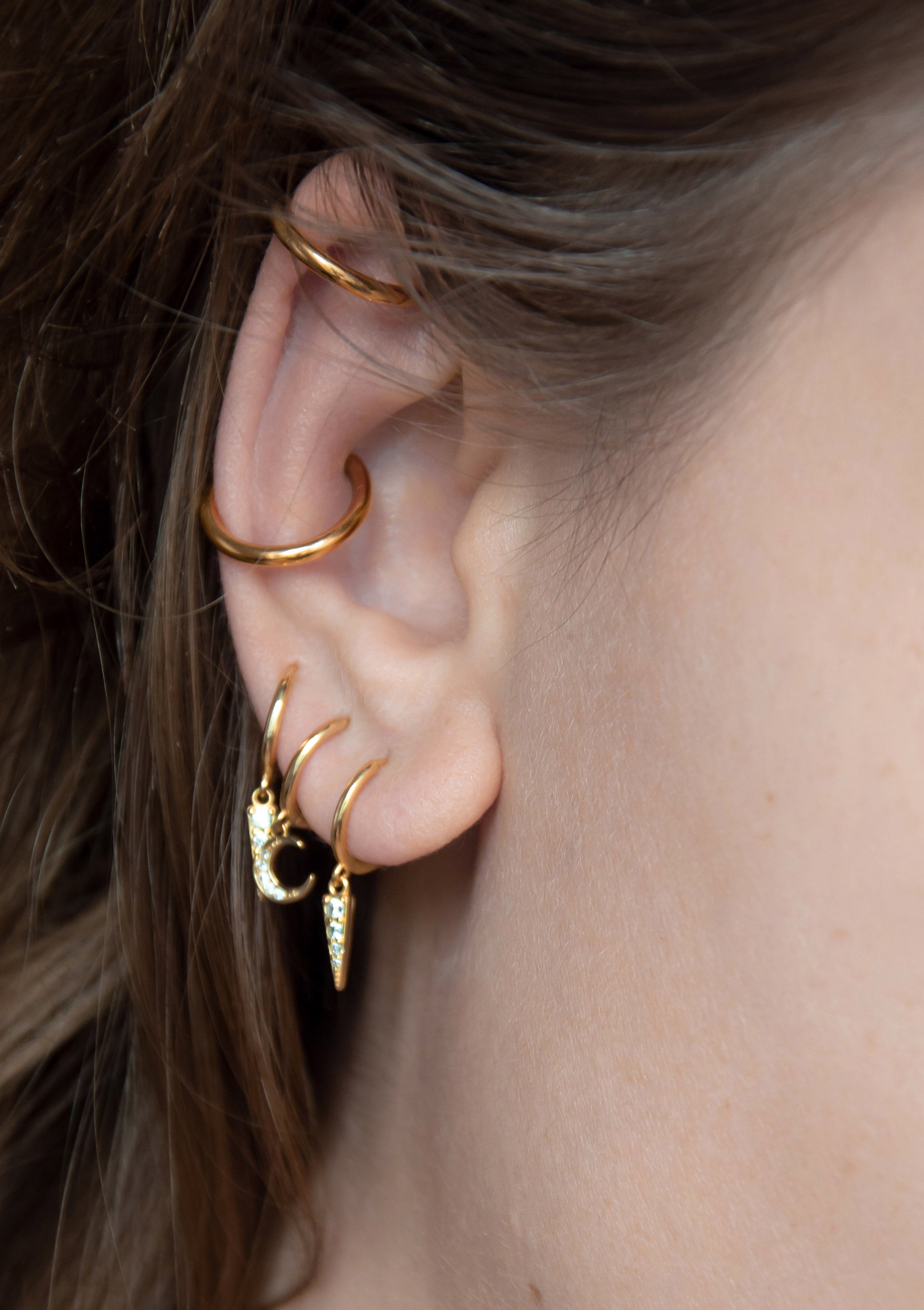 Pendientes Huggie de Púa Plata de Ley 925 en Oro