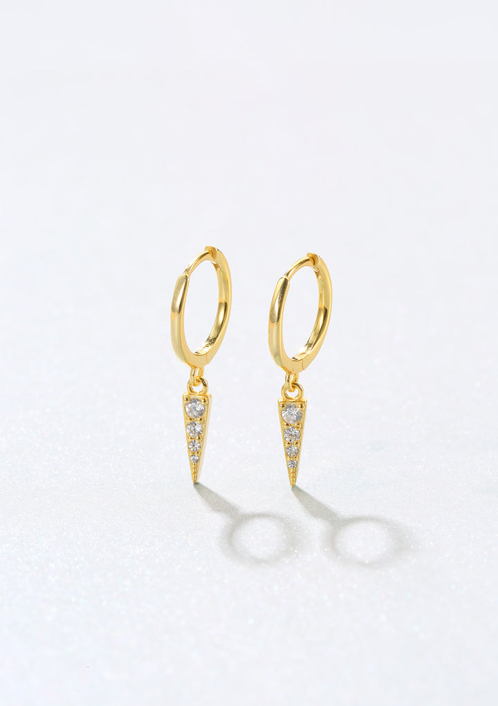Spike Huggie Earrings Sterling Silver Gold