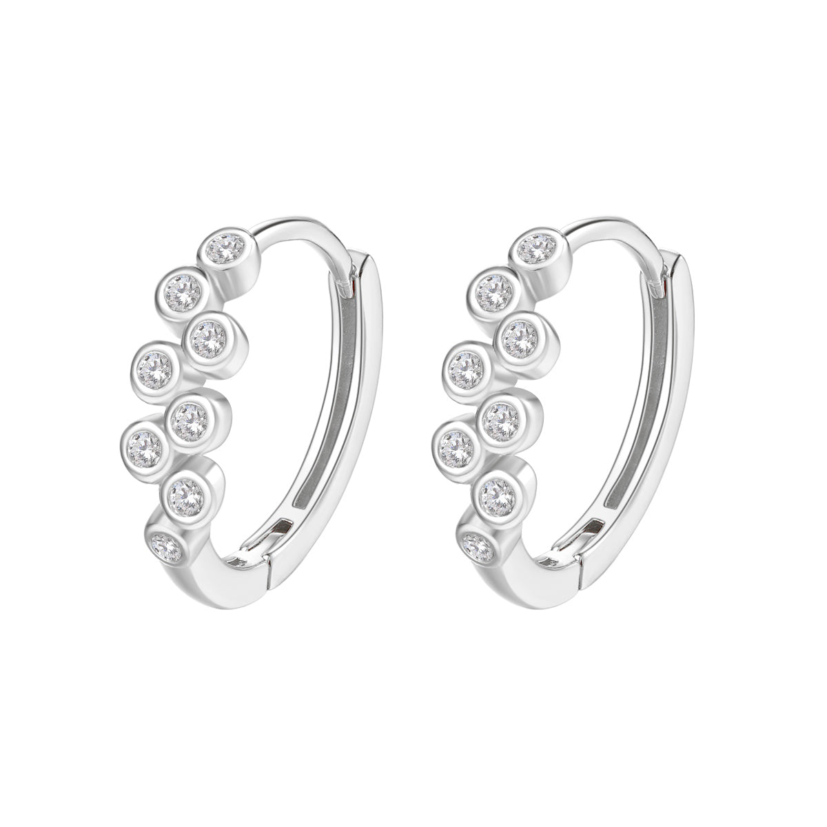 Pendientes Huggie Aro Brillo Plata de Ley 925