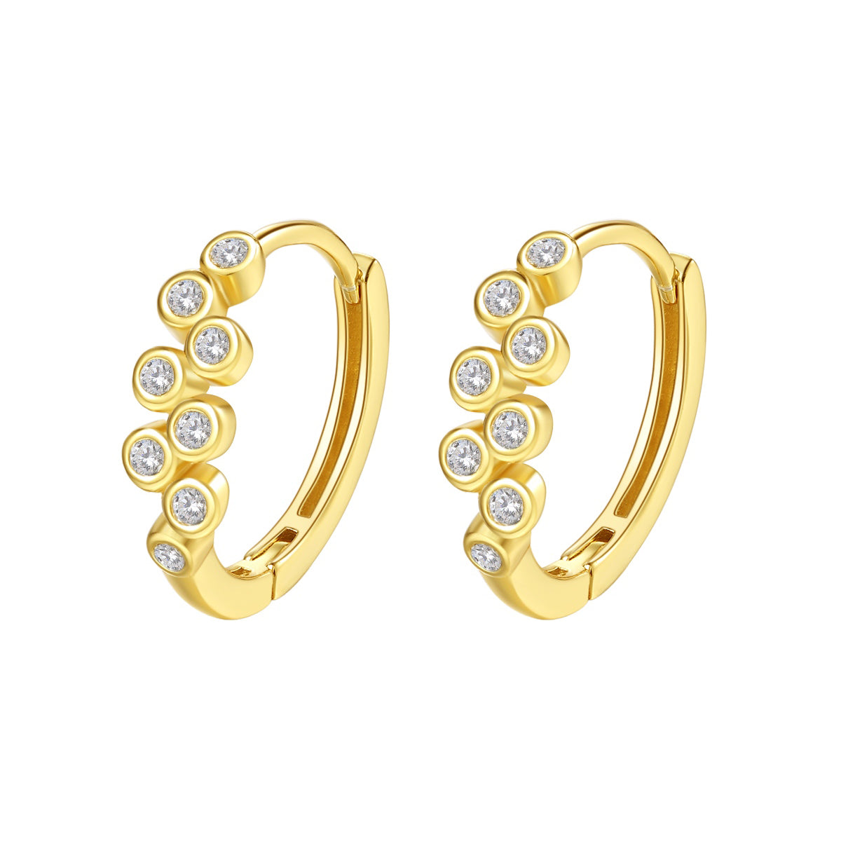 Pendientes Huggie Aro Brillo Plata de Ley 925 en Oro