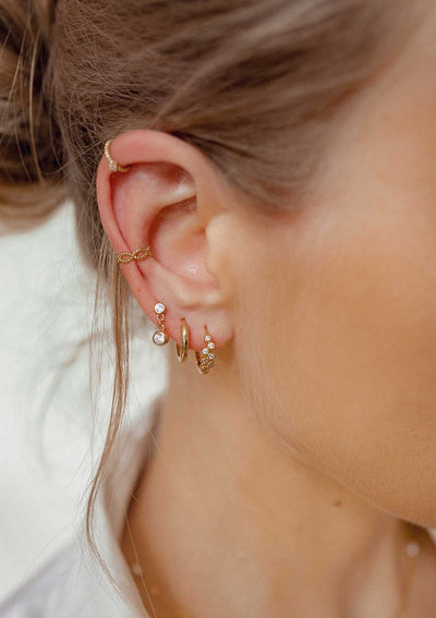 Pendientes Huggie Aro Brillo Plata de Ley 925 en Oro