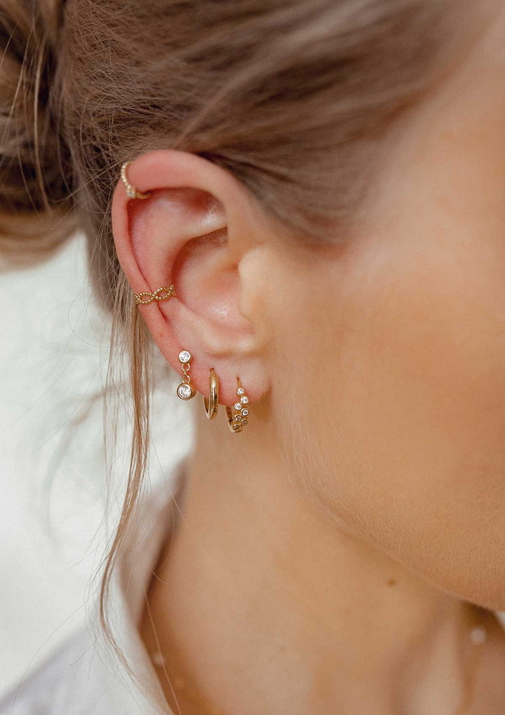 Sprinkle Huggie Hoop Earrings Sterling Silver Gold