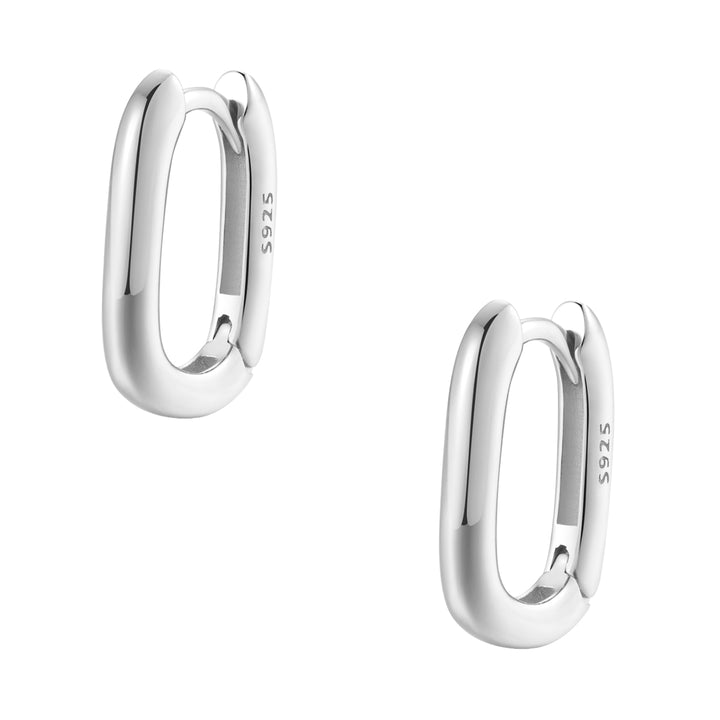 Oval Hoop Huggie Earrings Sterling Silver Gold