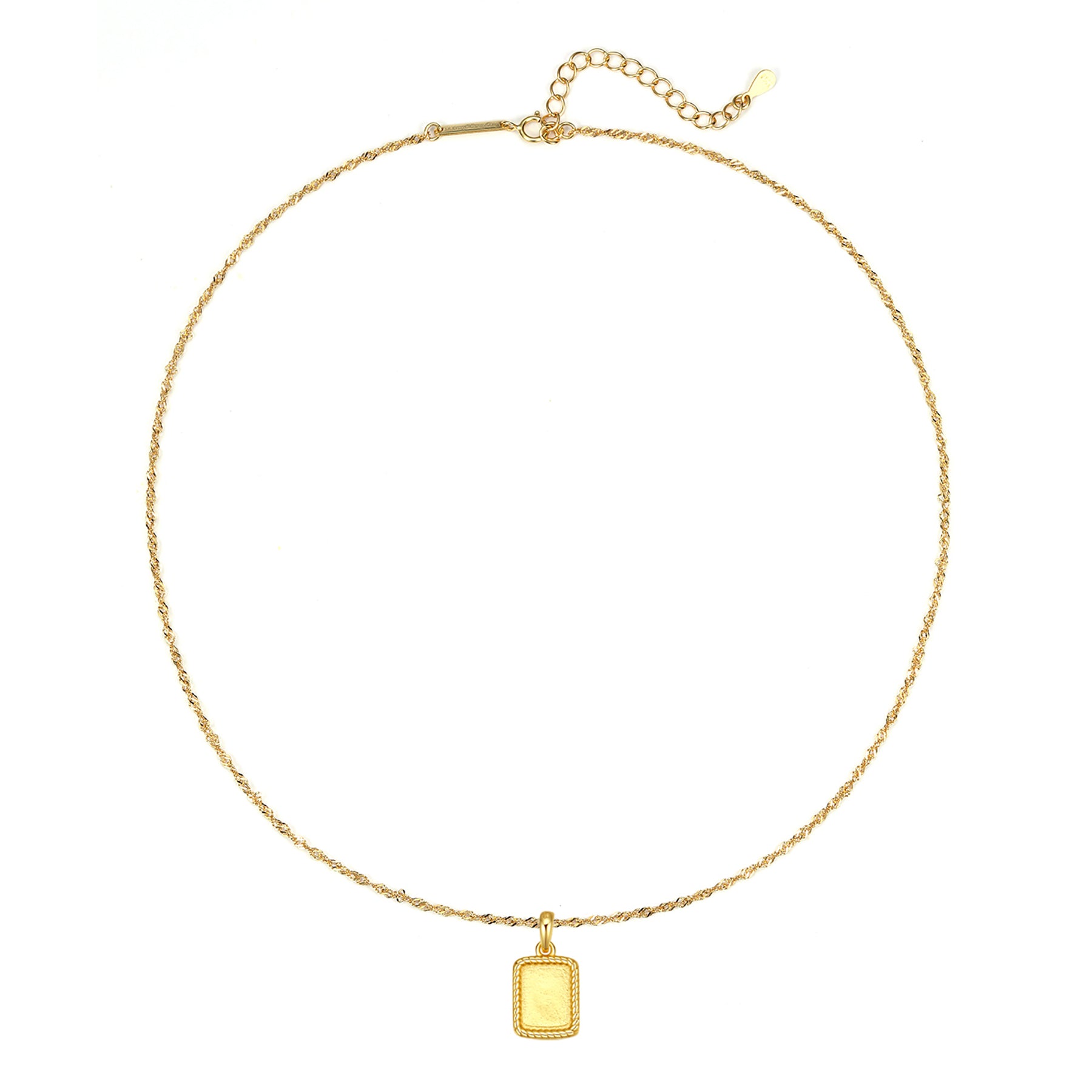 Collier Pendentif Corde Carree Sterling Argent