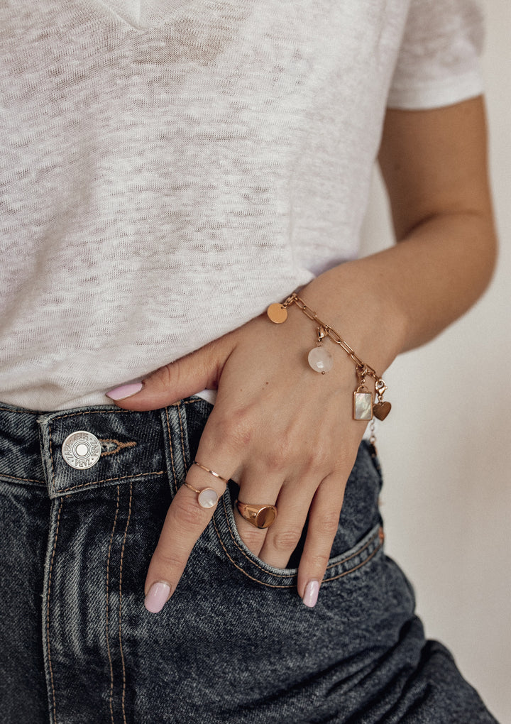 Ensemble Bague Acier Inoxydable Or Rose