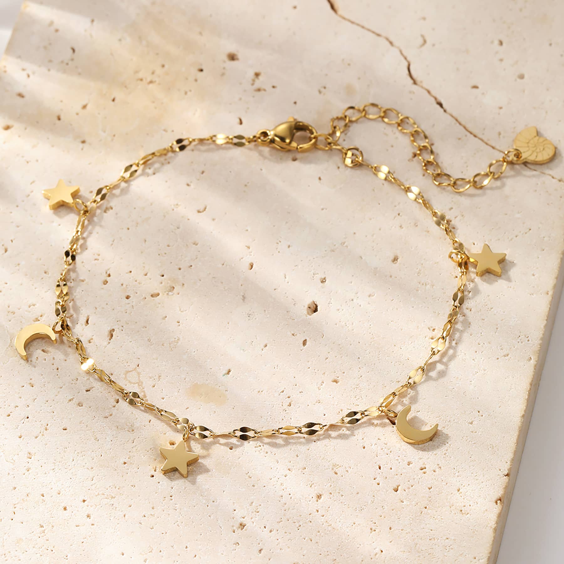 アクセサリー 18K Gold Stars and Moon Anklet Star and Moon Anklet Waterproof – Hey Happiness