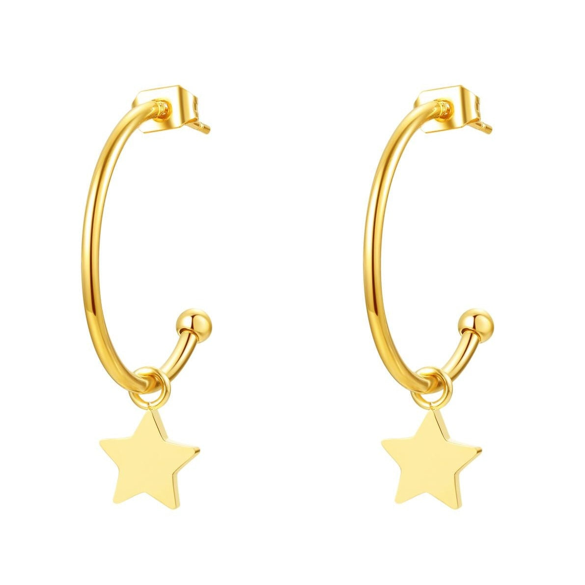Star Hoop Earrings Gold