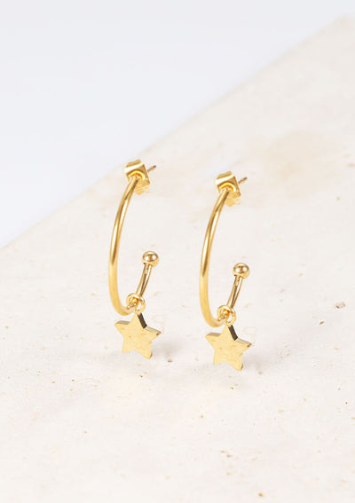 Star Hoop Earrings Gold