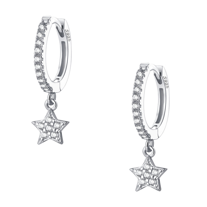 Pendientes Huggie de Estrella Plata de Ley 925