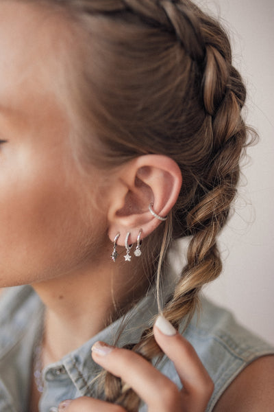 Star Huggie Earrings Sterling Silver