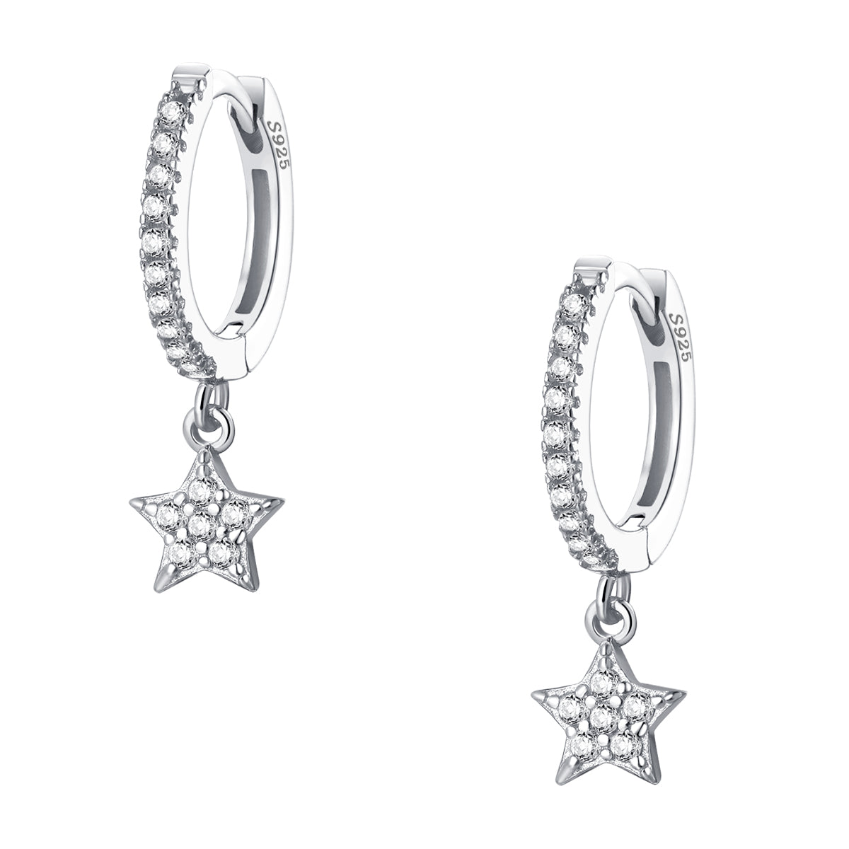 Star Huggie Earrings Sterling Silver