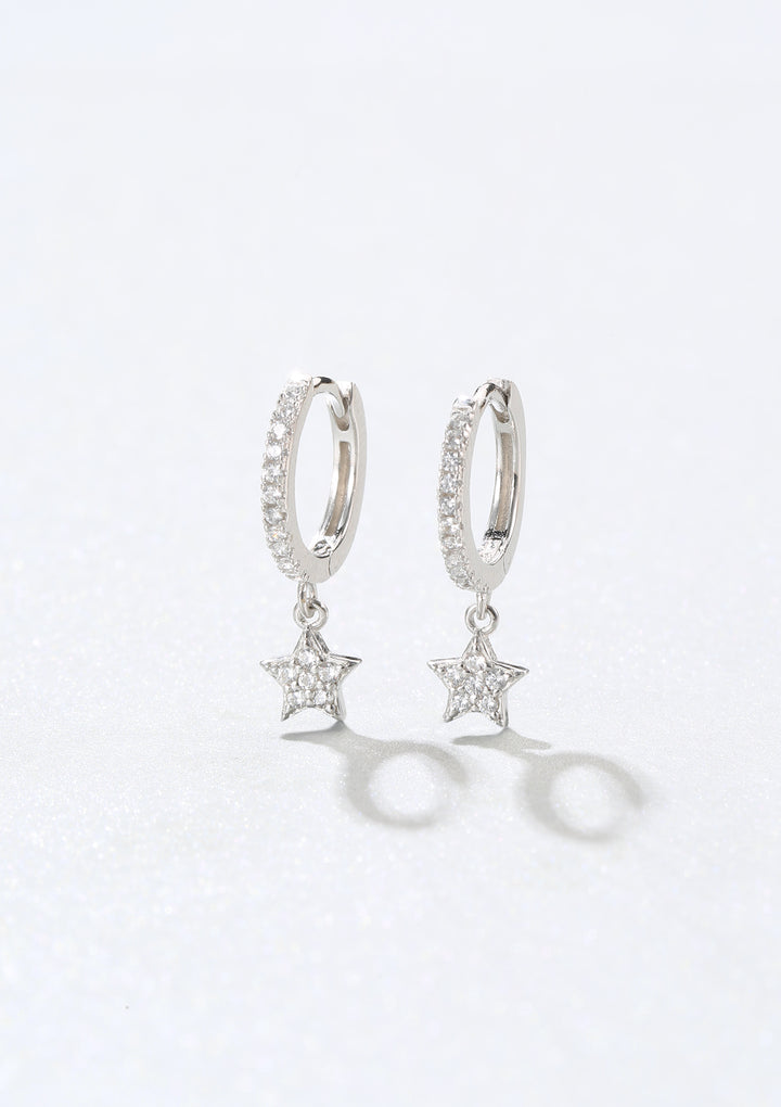 Pendientes Huggie de Estrella Plata de Ley 925