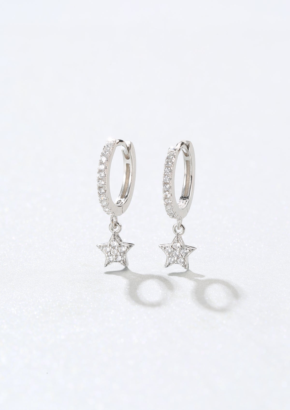 Stern Creolen Huggies Sterlingsilber