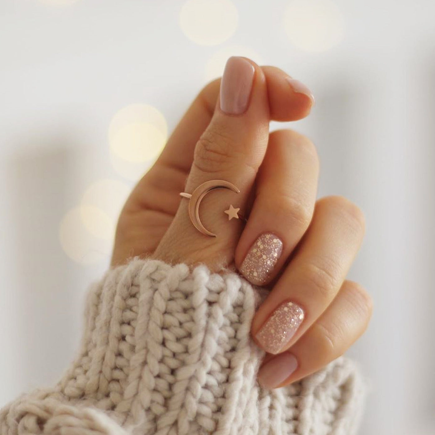 Bague Etoile et Lune Or Rose