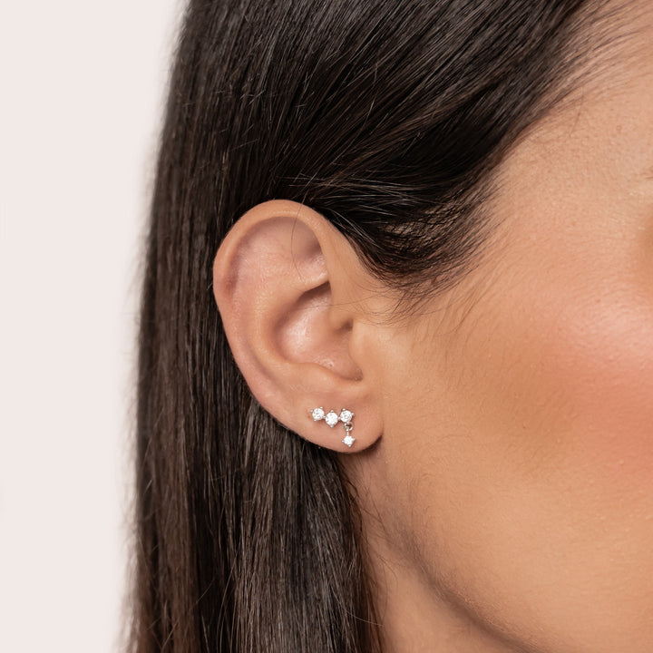 Starlit Drop Chain Earrings Sterling Silver