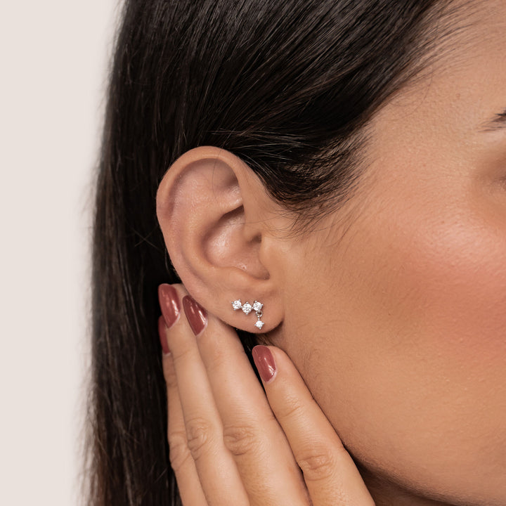 Starlit Drop Chain Earrings Sterling Silver