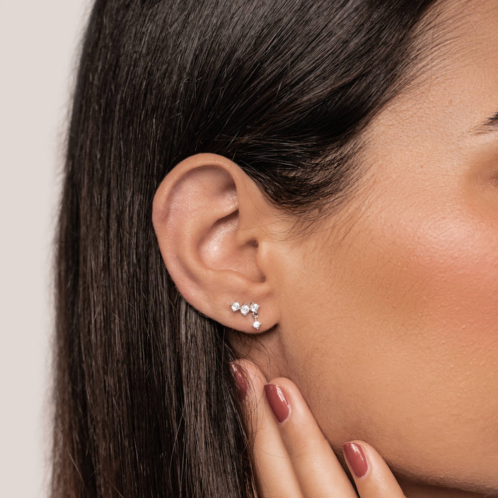 Starlit Drop Chain Earrings Sterling Silver